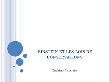 Einstein et les lois de conservations