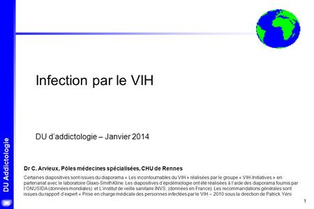 Infection par le VIH DU d’addictologie – Janvier 2014