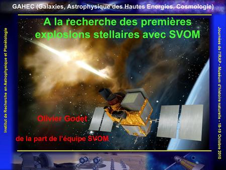 A la recherche des premières explosions stellaires avec SVOM
