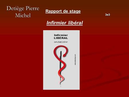 Detiège Pierre Michel Rapport de stage 3e3 Infirmier libéral.
