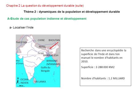 Thème 2 : dynamiques de la population et développement durable