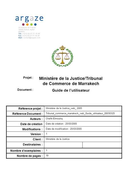Ministère de la Justice/Tribunal de Commerce de Marrakech