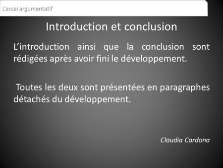 Introduction et conclusion