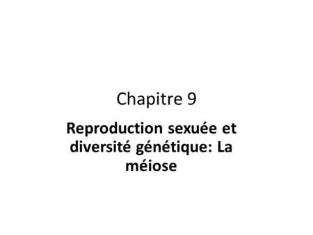 Reproduction sexuée et diversité génétique: La méiose