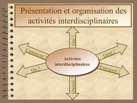 Présentation et organisation des activités interdisciplinaires