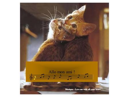 Allo mon ami ! Musique : Love me with all your heart.