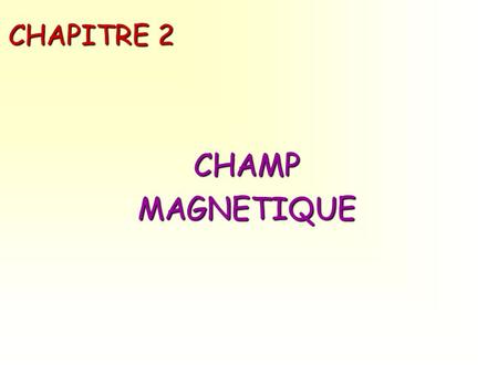 Magnétostatique- Chap.2 CHAMP MAGNETIQUE
