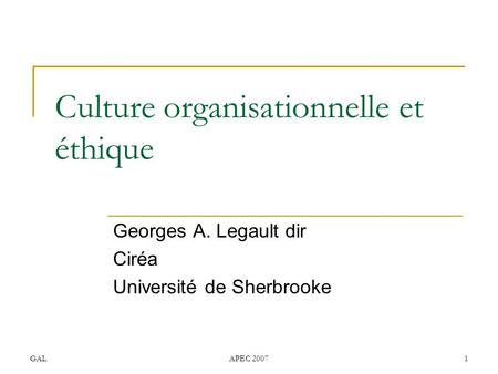 Culture organisationnelle et éthique