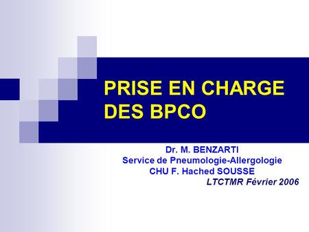 PRISE EN CHARGE DES BPCO