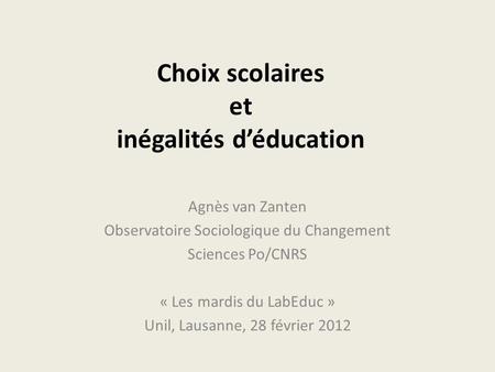 Choix scolaires et inégalités d’éducation