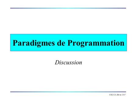 Paradigmes de Programmation