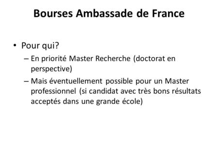 Bourses Ambassade de France