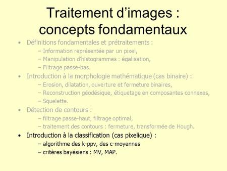 Traitement d’images : concepts fondamentaux