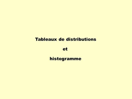 Tableaux de distributions