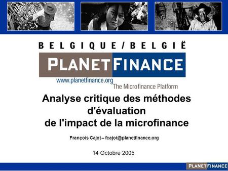 Analyse critique des méthodes d'évaluation