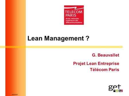 G. Beauvallet Projet Lean Entreprise Télécom Paris