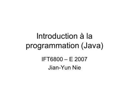 Introduction à la programmation (Java)