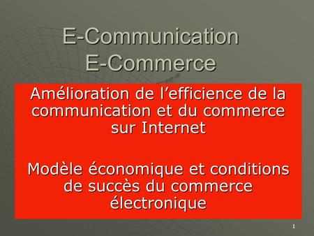 E-Communication E-Commerce