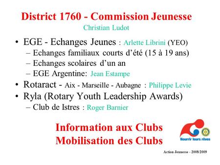 District Commission Jeunesse Christian Ludot