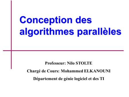 Conception des algorithmes parallèles