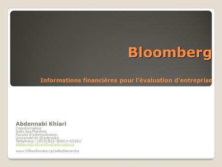 Bloomberg Informations financières pour l’évaluation d'entreprise