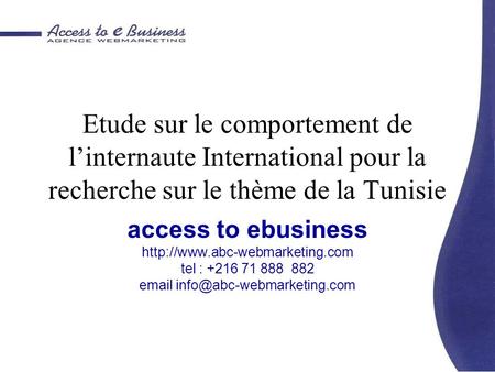 Etude sur le comportement de linternaute International pour la recherche sur le thème de la Tunisie access to ebusiness