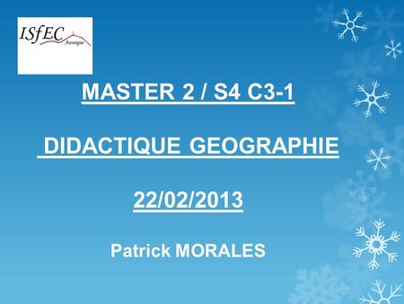 DIDACTIQUE GEOGRAPHIE