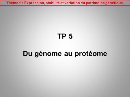 TP 5 Du génome au protéome