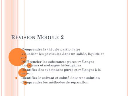 Révision Module 2 Comprendre la théorie particulaire