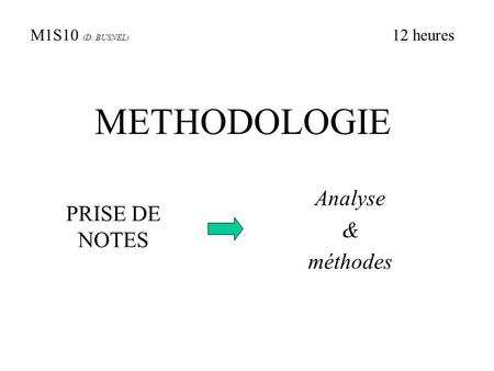 METHODOLOGIE Analyse & PRISE DE NOTES méthodes M1S10 (D. BUSNEL)
