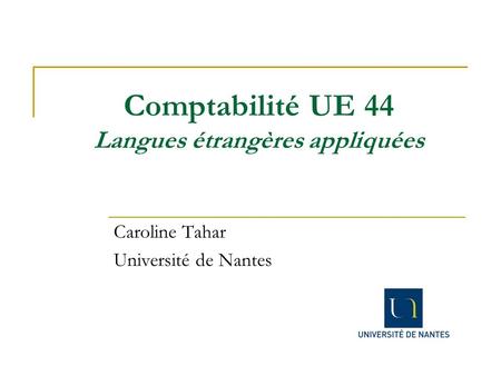 Comptabilité UE 44 Langues étrangères appliquées