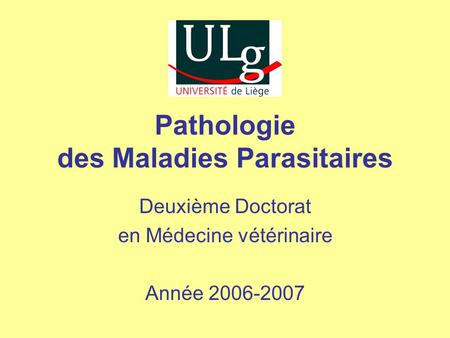 Pathologie des Maladies Parasitaires