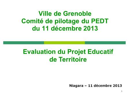 Ville de Grenoble Comité de pilotage du PEDT du 11 décembre 2013