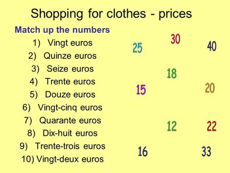 Shopping for clothes - prices