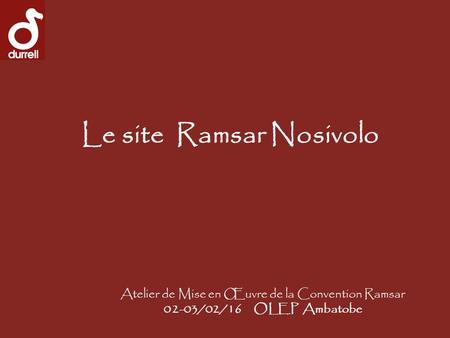 Le site Ramsar Nosivolo Atelier de Mise en Œuvre de la Convention Ramsar 02-03/02/16 OLEP Ambatobe.