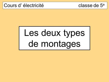 Les deux types de montages Cours d’ électricité classe de 5 e.