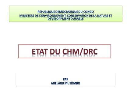  Organisation des ateliers de sensibilisation, 1.ETAT DE LA CHM-RDC  Organisation des ateliers de formation des gestionnaires CHM,