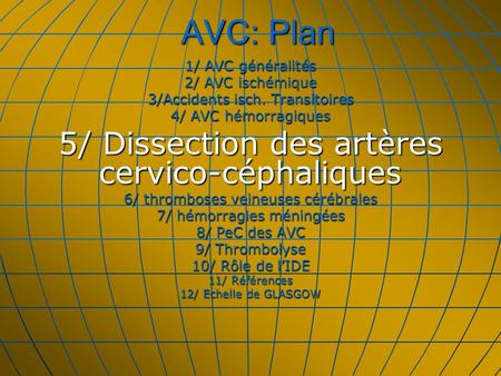 AVC: Plan 5/ Dissection des artères cervico-céphaliques