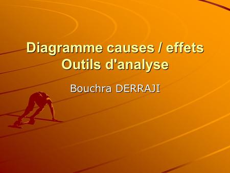 Diagramme causes / effets Outils d'analyse Bouchra DERRAJI.