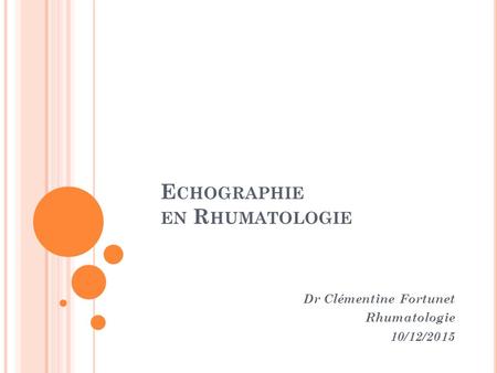 Echographie en Rhumatologie
