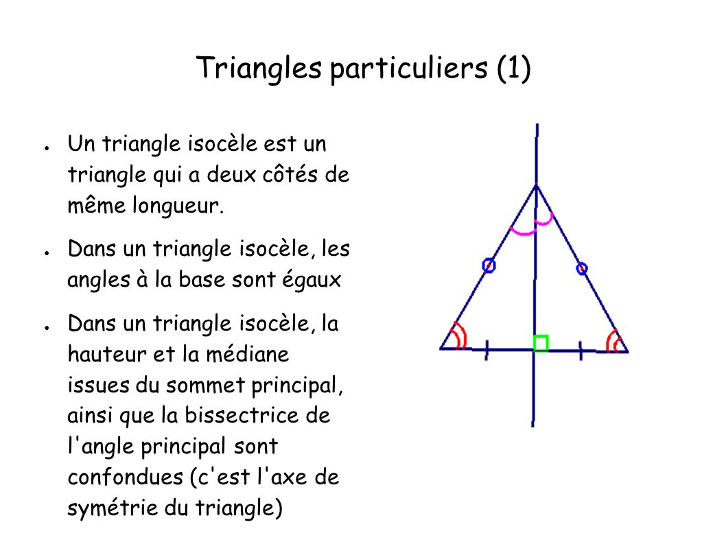 Calcul Hauteur Triangle Isocele Triangles particuliers (1) - ppt video online télécharger