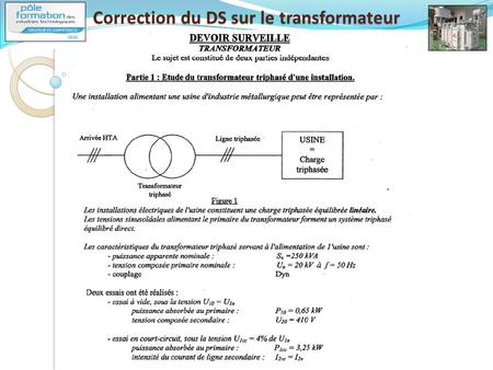 Correction du DS sur le transformateur.