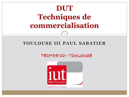 TOULOUSE III PAUL SABATIER DUT Techniques de commercialisation 1.