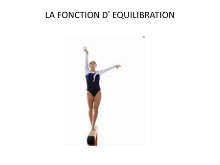 LA FONCTION D’ EQUILIBRATION