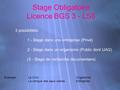 Stage Obligatoire Licence BGS 3 - LS6 3 possibilités: 1 - Stage dans une entreprise (Privé) 2 - Stage dans un organisme (Public dont UAG) (3 - Stage de.