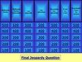 Final Jeopardy Question Reflexive Verbs Reflexive Verbs: Commands 500 Il est vs. c’est Les adverbes Où mettre les adverbes 100 200 300 400 500 400 300.