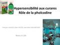 Hypersensibilité aux curares Rôle de la pholcodine François LAVAUD, Alain FACON, Jean Marc MALINOVSKY Reims et Lille.