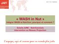 Jeudi 31 mars - Ouagadougou « WASH in Nut » Intégrer WASH et Nutrition, pourquoi et comment ? Estelle JURE - Nutritionniste Intervention au Réseau Projection.