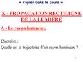 X - PROPAGATION RECTILIGNE DE LA LUMIERE