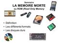 Sommaire LA MEMOIRE MORTE ou ROM (Read Only Memory